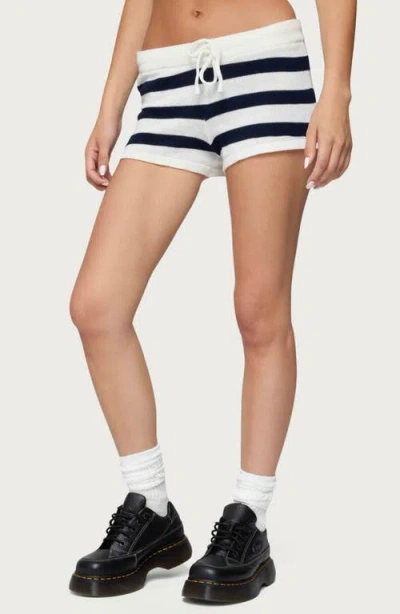 Edikted Amaris Stripe Drawstring Cotton Shorts In Multi