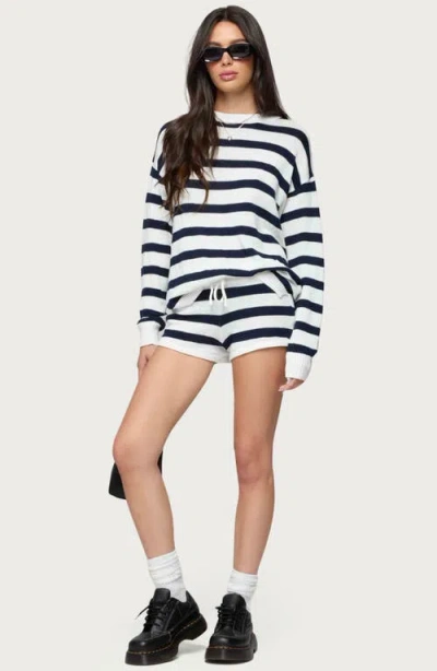 Edikted Amaris Stripe Drawstring Cotton Shorts In Multi
