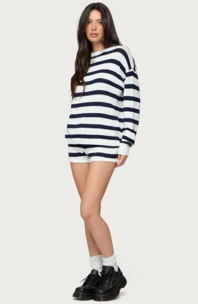 Edikted Amaris Stripe Drawstring Cotton Shorts In Multi