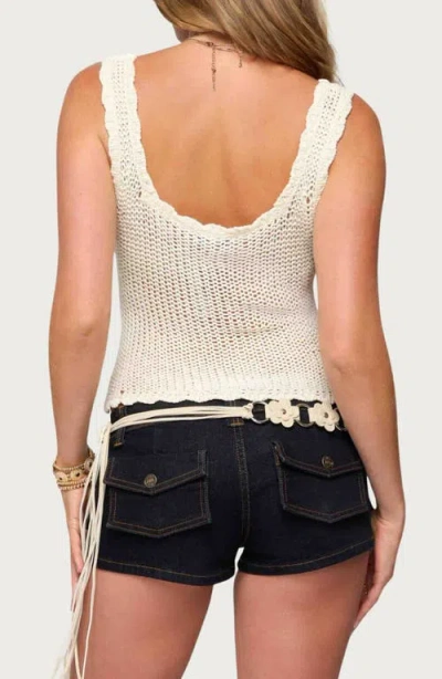 Edikted Aurelle Open Stitch Tank Top In Neutral