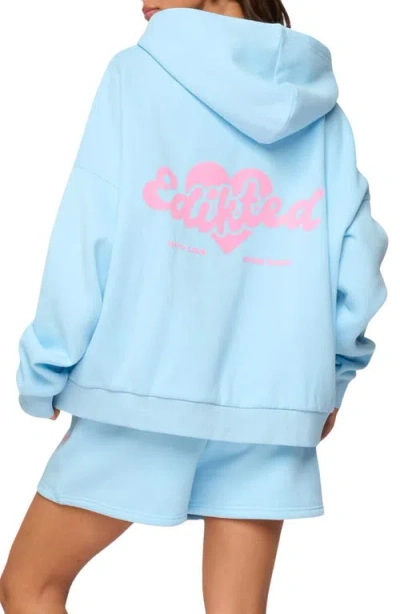 Edikted Logo Hoodie In Blue