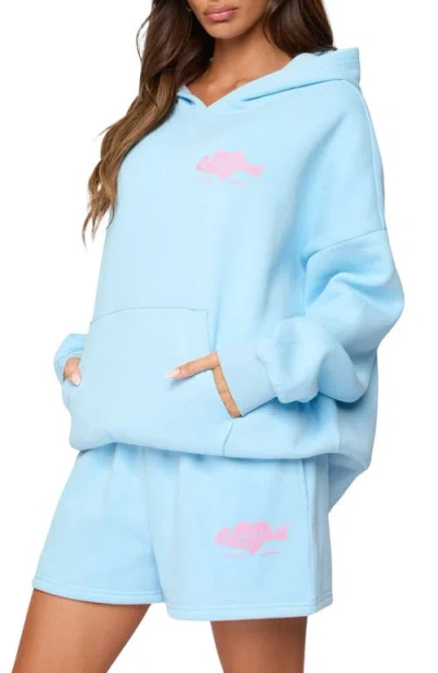 Edikted Logo Hoodie In Blue