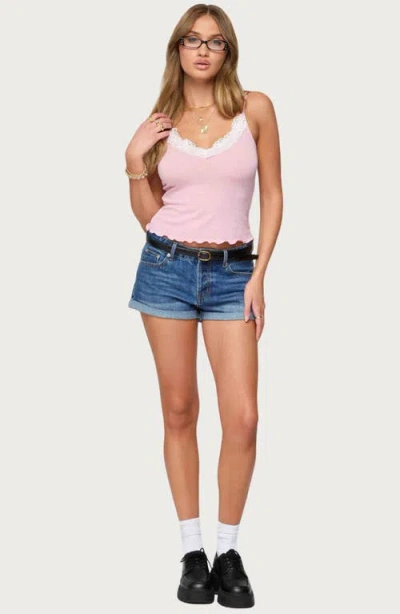 Edikted Gabrietta Lace Trim Camisole In Pink