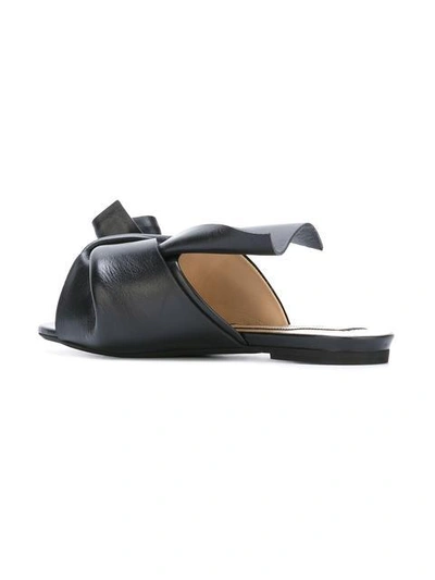 Shop N°21 Bow Flat Sandals In Black