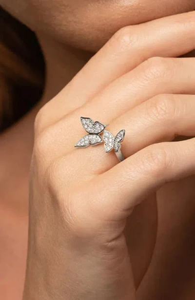 Bearfruit Jewelry Butterfly Statement Adjustable Ring In Silver