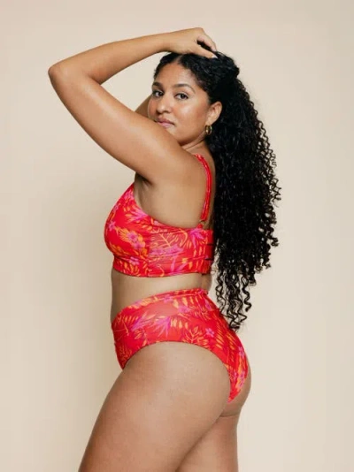 Kitty And Vibe High Hip Crossover Bikini Bottoms With Cheeky Coverage In Multi