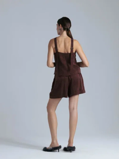 Alas High Waisted Cupro Shorts In Brown