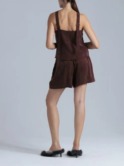 Alas High Waisted Cupro Shorts In Brown