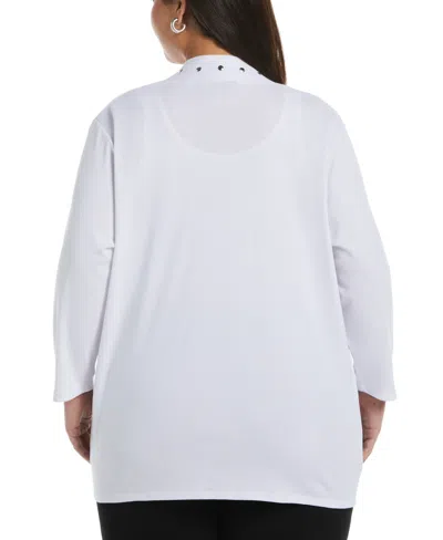 Rafaella Plus Size Open Front Cardigan Sweater In White