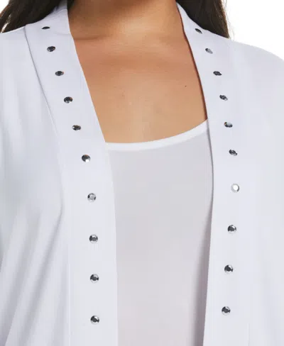Rafaella Plus Size Open Front Cardigan Sweater In White