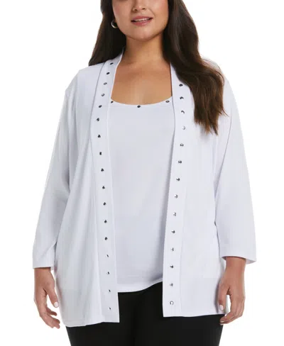 Rafaella Plus Size Open Front Cardigan Sweater In White