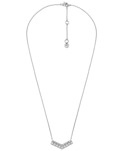 Michael Kors Pavé Chevron Necklace In Silver
