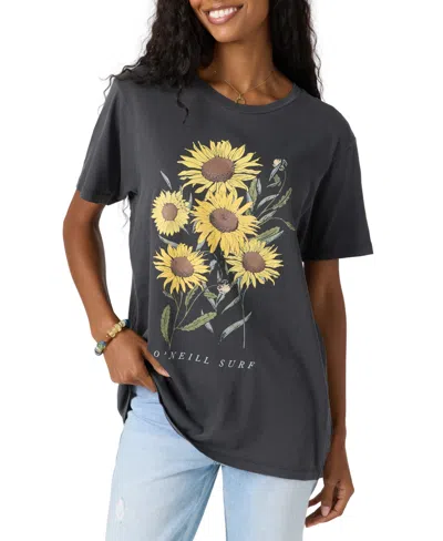 O'neill Juniors' Botanic Blossom Graphic Cotton T-shirt In Gray