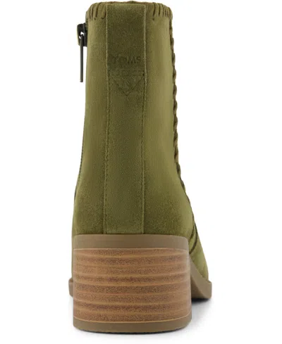 Toms Women's Womens Delilah Heeled Boot Water Repellent Military Olive Suede In Multi