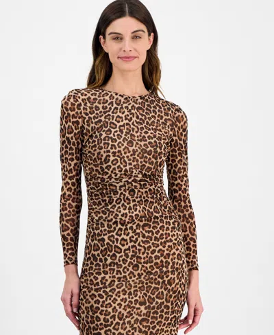 Anne Klein Modern Mesh Midi Dress In Animal Print