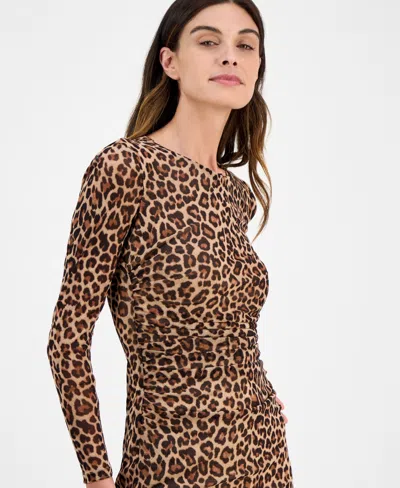 Anne Klein Modern Mesh Midi Dress In Animal Print