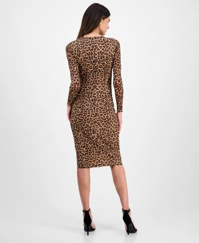 Anne Klein Modern Mesh Midi Dress In Animal Print