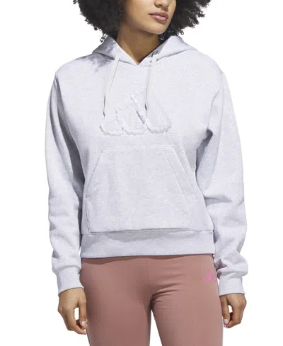 Adidas Originals Seasonal Essentials Ruffled Big Logo Graphic Hoodie In Gray
