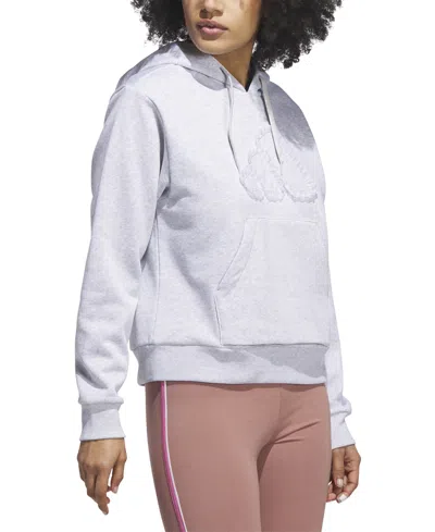 Adidas Originals Seasonal Essentials Ruffled Big Logo Graphic Hoodie In Gray