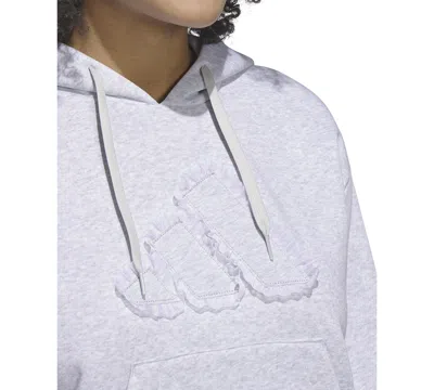 Adidas Originals Seasonal Essentials Ruffled Big Logo Graphic Hoodie In Gray