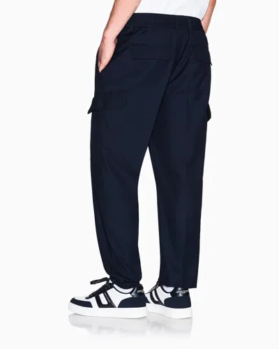 Armani Exchange Drawstring Cargo Pants In Blue