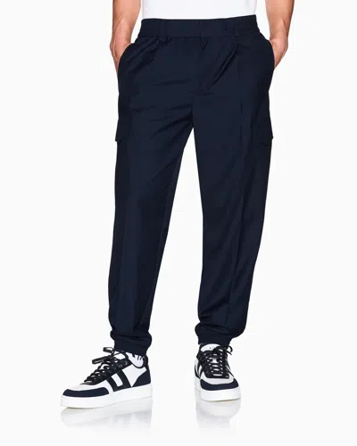 Armani Exchange Drawstring Cargo Pants In Blue