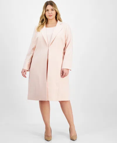 Le Suit Plus Size Elongated Blazer Dress Suit Set In Pink