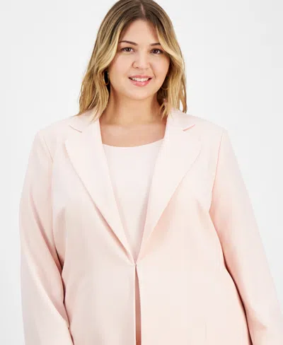 Le Suit Plus Size Elongated Blazer Dress Suit Set In Pink