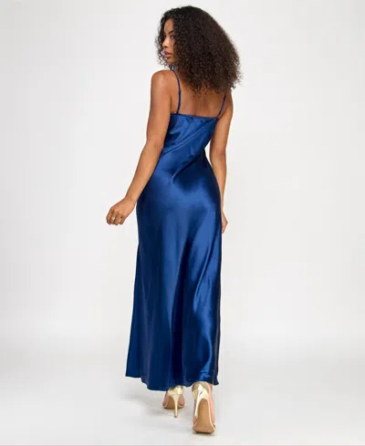 Emerald Sundae Juniors' Satin Sweetheart Dress In Blue