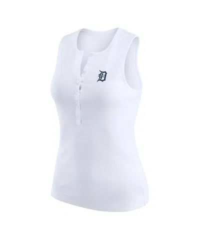 Wear By Erin Andrews Women's White San Francisco Giants Rib-knit Henley Tank Top In White