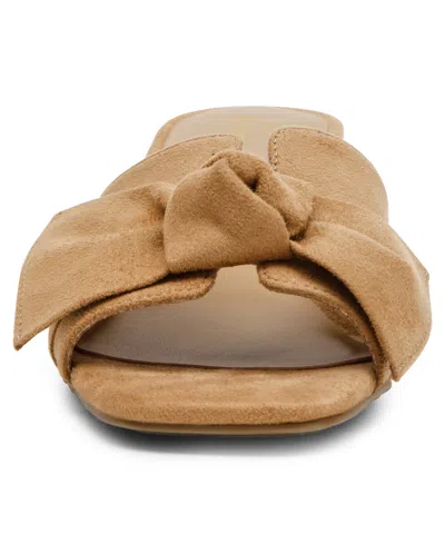 Anne Klein Women's Kizmet Knot Block Heel Dress Sandals In Brown