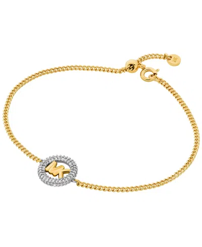 Michael Kors Two-tone Pave Logo Bracelet In Gold