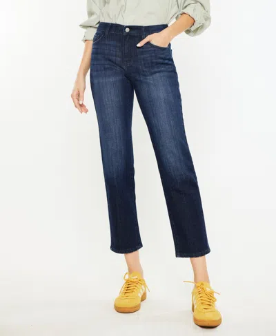 Kancan Madelyn Mid Rise Boyfriend Jeans In Blue In Blue