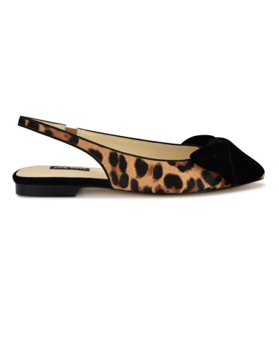 Nine West Women's Junnie Bow Slingback Dress Flats In Animal Print