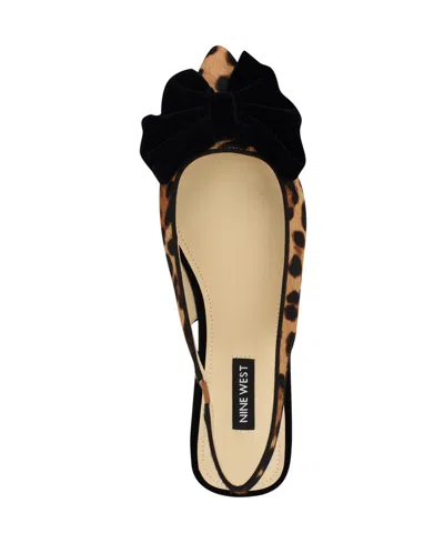 Nine West Women's Junnie Bow Slingback Dress Flats In Animal Print