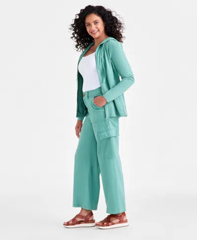 Style & Co Style Co Womens Mid Rise Wide Leg Cargo Pants Macys Exclusive 2p 24w In Green