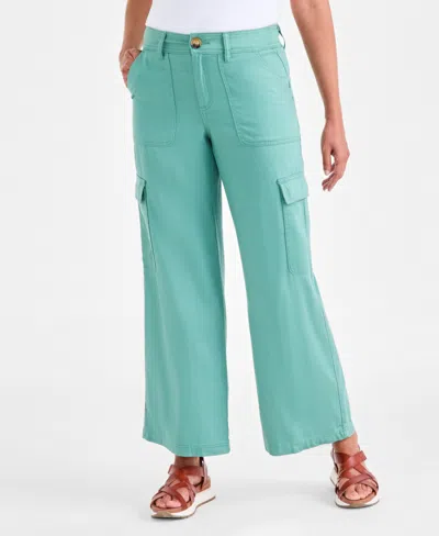 Style & Co Style Co Womens Mid Rise Wide Leg Cargo Pants Macys Exclusive 2p 24w In Green
