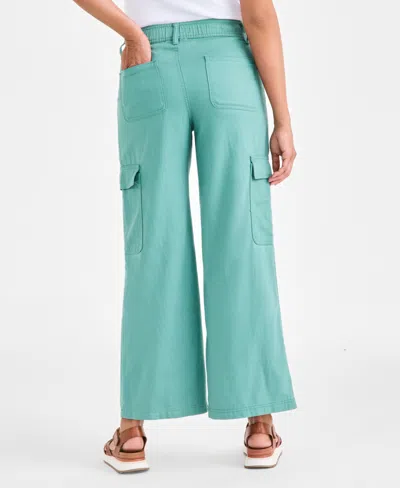 Style & Co Style Co Womens Mid Rise Wide Leg Cargo Pants Macys Exclusive 2p 24w In Green