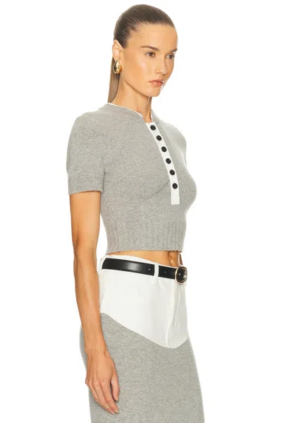Self-portrait Short Sleeve Knit Top In Gray
