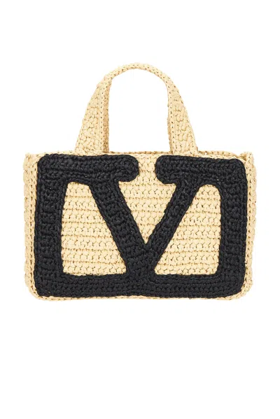 Valentino Garavani Viva Superstar Crochet Small Tote Bag In Neutral