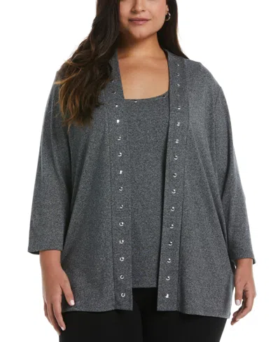 Rafaella Plus Size Open Front Cardigan Sweater In Multi