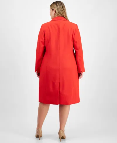 Le Suit Plus Size Elongated Blazer Dress Suit Set In Red