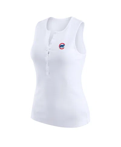 Wear By Erin Andrews White Chicago Cubs Rib-knit Henley Tank Top In White