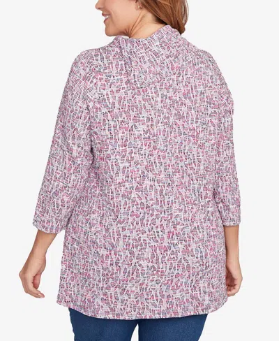 Ruby Rd. Plus Size Patch Pocket Spacedye Top In Pink