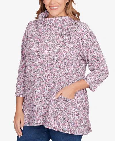 Ruby Rd. Plus Size Patch Pocket Spacedye Top In Pink