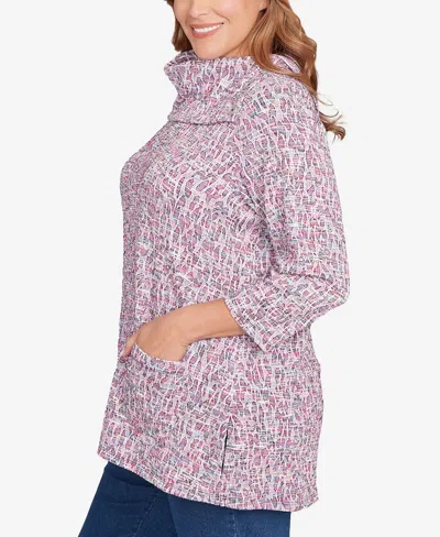 Ruby Rd. Plus Size Patch Pocket Spacedye Top In Pink