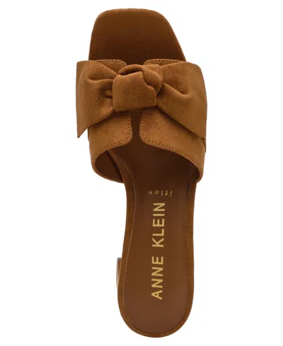 Anne Klein Women's Kizmet Knot Block Heel Dress Sandals In Brown