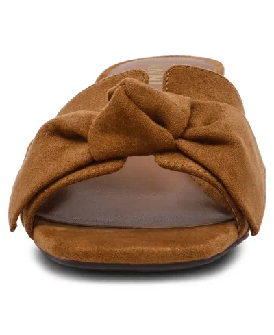 Anne Klein Women's Kizmet Knot Block Heel Dress Sandals In Brown