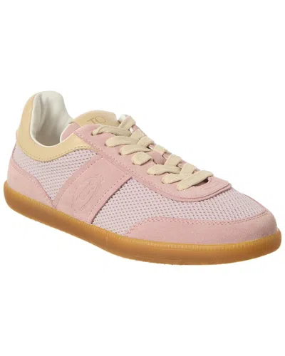 Tod's Cassetta Suede & Mesh Sneaker In Pink