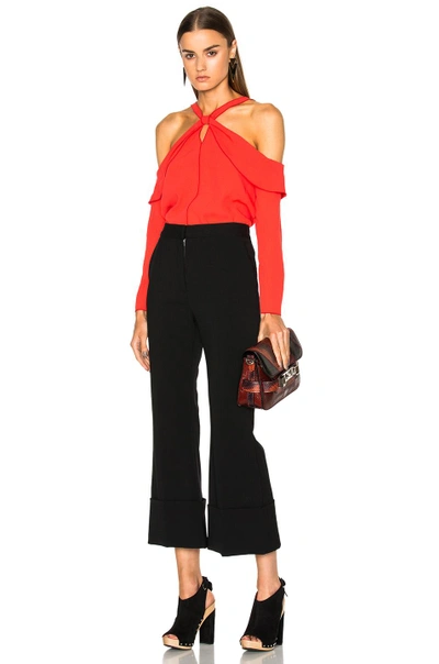 Shop Proenza Schouler Satin Back Off Shoulder Top In Red. In Geranium